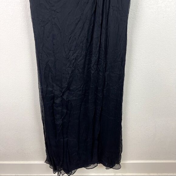 Tadashi Shoji Black Sequin Silk Maxi Dress Size 12 - Picture 3 of 9